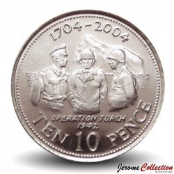 GIBRALTAR - PIECE de 10 Pence - L'opération anglo-américaine Torch 1942 - 2004