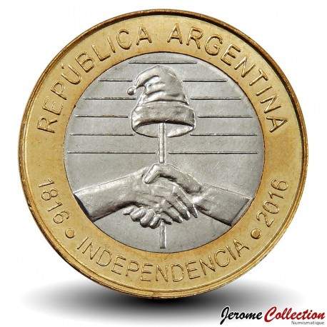 ARGENTINE - PIECE de 2 Pesos - Indépendance de l'Argentine - Bimétal - 2016