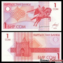 KIRGHIZISTAN - Billet de 1 Som - Statue équestre de Manas le Noble - 1993 – JeromeCollection
