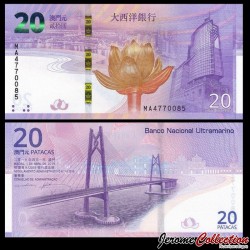 MACAO - BNU - Billet de 20 Patacas - 20e anniversaire du retour de Macao en Chine (1999-2019) - 2019 – JeromeCollection