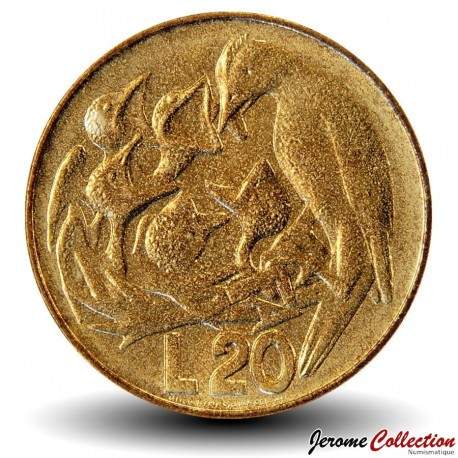 SAINT-MARIN - PIECE de 20 Lires - Oiseau nourrissant ses oisillons - 1975