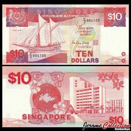 SINGAPOUR - Billet de 10 Dollars - Voilier Palari- 1988