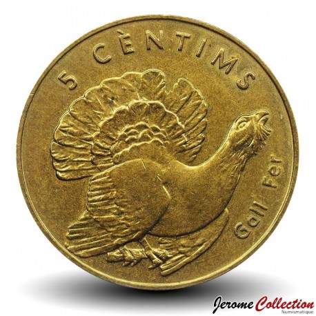 ANDORRE - PIECE de 5 cèntims - Coq de bruyère - 2002