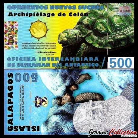 GALAPAGOS - Billet de 500 Nouveaux Sucres - Tortue - 12.02.2009