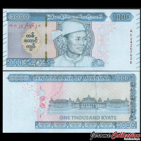 MYANMAR (ex-Birmanie) - Billet de 1000 Kyats - Général Aung San - 2019