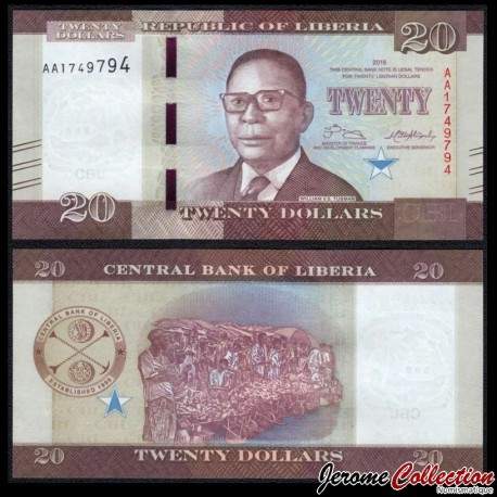 LIBERIA - Billet de 20 Dollars - 2016