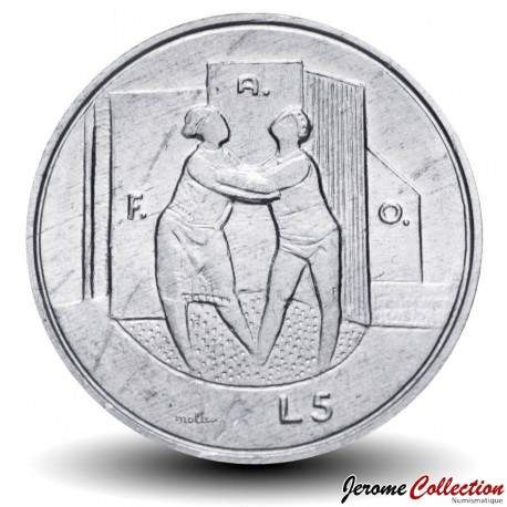 SAINT-MARIN - PIECE de 5 Lires - Fao - Etreinte - 1976