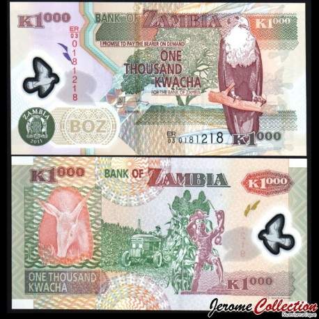 ZAMBIE - Billet de 1000 Kwacha - Polymer - 2011