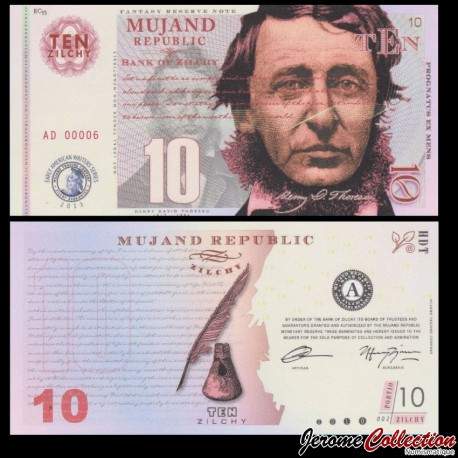 MUJAND - Billet de 10 Zilchy - Henry David Thoreau - 2013