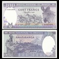RWANDA - Billet de 100 Francs - Récolte de thé / Zèbre - 24.4.1989