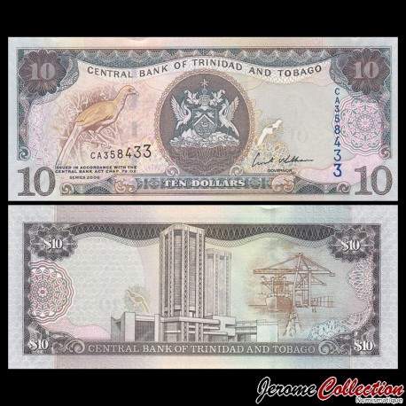 TRINITÉ-ET-TOBAGO - Billet de 10 Dollars - Oiseau Ortalide à ventre roux - 2006 – JeromeCollection