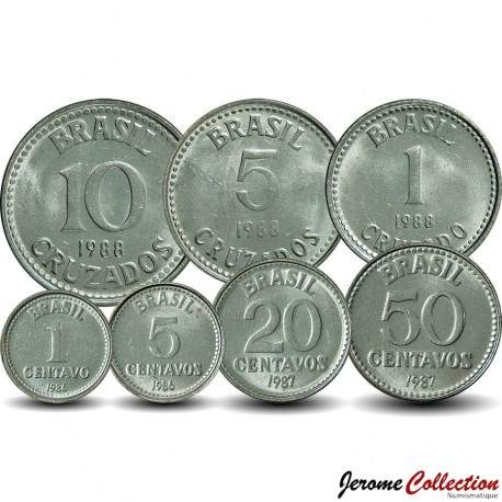 BRESIL - SET / LOT de 7 PIÈCES - 1 5 20 50 Centavos 1 5 10 Cruzados - 1986 /