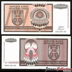 BOSNIE HERZEGOVINE/REP SERBE - Billet de 10 000 000 000 000 Dinara - 1993