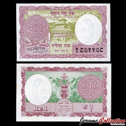 NÉPAL - Billet de 1 Roupie - Temple - 1965