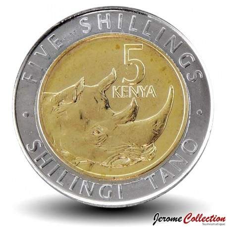 KENYA - PIECE de 5 shillings - Bimétal - Rhinocéros - 2018