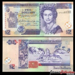 BELIZE - Billet de 2 Dollars - Ruines mayas du Belize - 2007