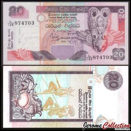 SRI LANKA - Billet de 20 Roupies - Masque rituel Raksha - 12.12.2001 – JeromeCollection