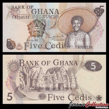 GHANA - Billet de 5 Cedis - 04.07.1977