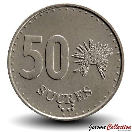 EQUATEUR - PIECE de 50 Sucres - Masque indigène - 1991