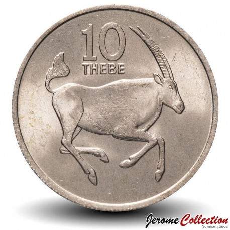 BOTSWANA - PIECE de 10 Thebe - Oryx de l'Afrique du Sud - 1976