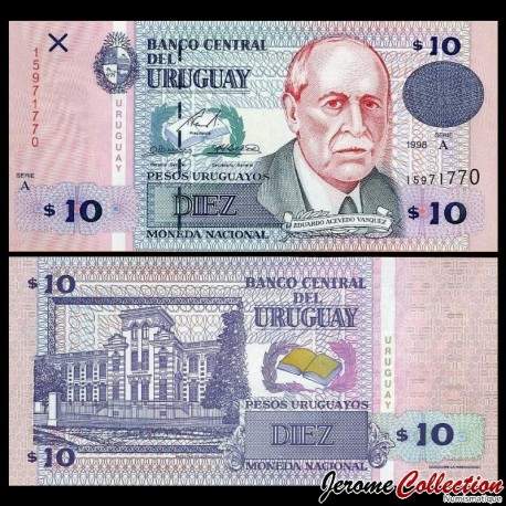 URUGUAY - Billet de 10 Pesos Uruguayos - Eduardo Acevedo Vázquez - 1998