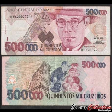 BRESIL - Billet de 500000 Cruzeiros - Mário Raúl de Morais Andrade - 1993 – JeromeCollection