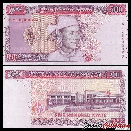 MYANMAR (ex-Birmanie) - Billet de 500 Kyats - Général Aung San - 2020