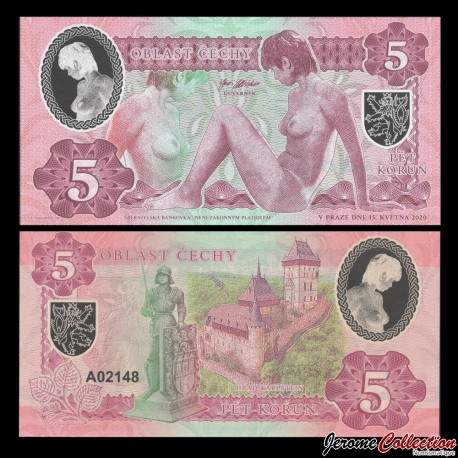 RÉPUBLIQUE TCHÈQUE / BOHEME- Billet de 5 KORUN - Jeune Femme Nue - Polymer -
