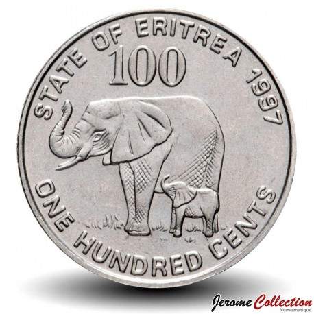 ERYTHREE - PIECE de 100 Cents - Mère éléphant et son petit - 1997 – JeromeCollection