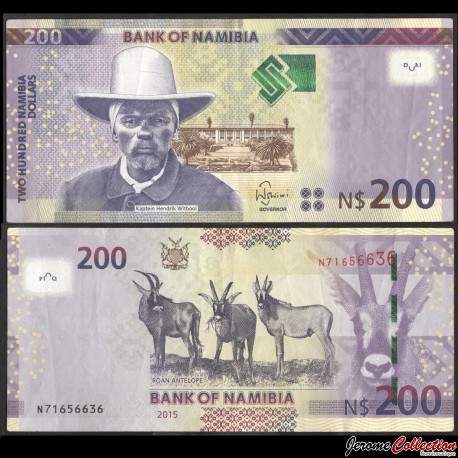 NAMIBIE - Billet de 200 Dollars - Capitaine Hendrik Witbooi - Antilopes rouanne