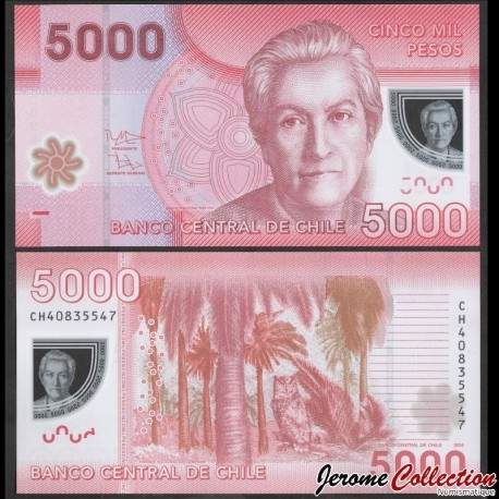 CHILI - Billet de 5000 Pesos - Polymer - Hibou - 2014 – P163e – JeromeCollection