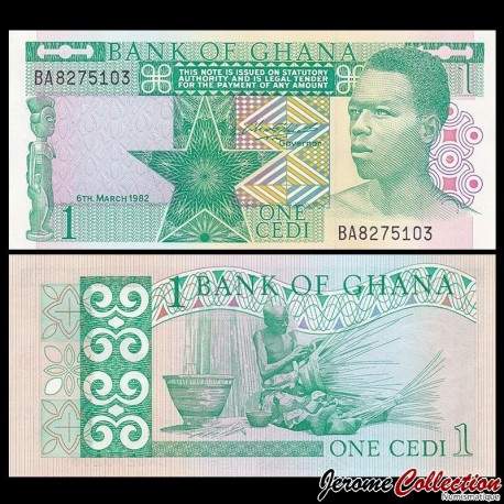 GHANA - Billet de 1 Cedi - Vannier - 1982 – P17b – JeromeCollection