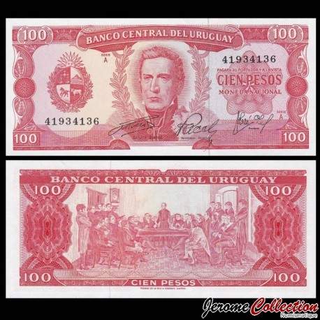 URUGUAY - Billet de 100 Pesos - Général José Gervasio Artigas - 1967 – P47a9 – JeromeCollection