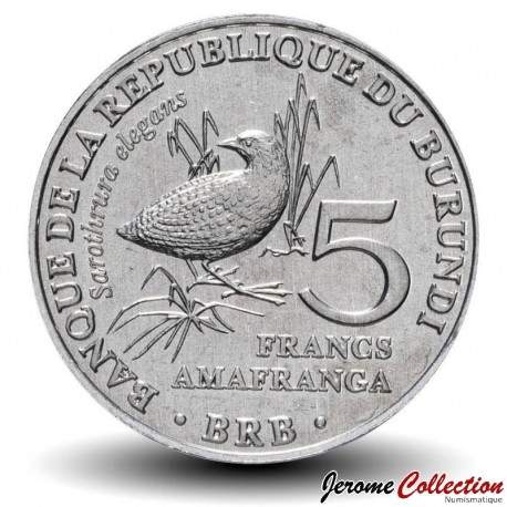 BURUNDI - PIECE de 5 Francs - Oiseau Râle ponctué - 2014 – Km26 – JeromeCollection