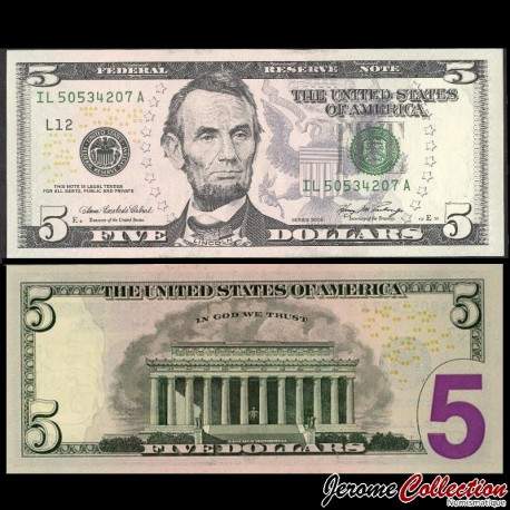 ETATS UNIS / USA - Billet de 5 Dollars - Abraham Lincoln - L(12) San Francisco - 2006 – P524aL – JeromeCollection