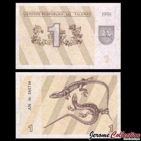LITUANIE - Billet de 1 Talonas - Lézards - 1991 – P32a – JeromeCollection