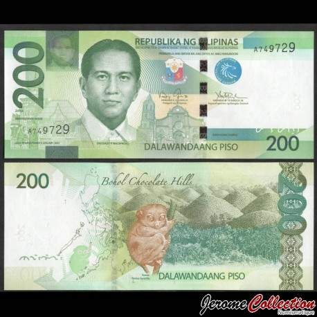 PHILIPPINES - Billet de 200 Piso - Tarsier des Philippines - 2010 – P209a1 – JeromeCollection