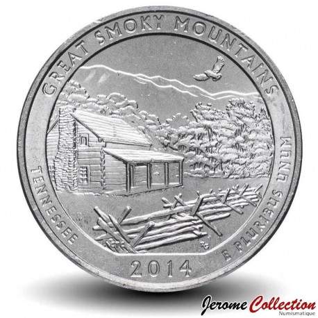 ETATS UNIS / USA - PIECE de 25 Cents - America the Beautiful - Great Smoky Mountains - Tennessee - 2014 - D – Km566 –