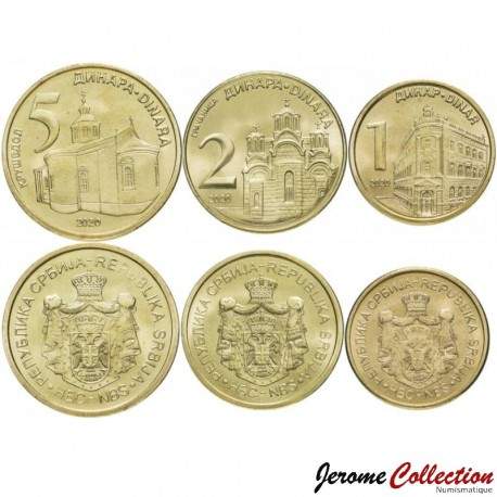SERBIE - SET / LOT de 3 PIECES - 1 2 5 Dinara - Batiments - 2020 – Km54 55 56a – JeromeCollection