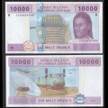 CENTRAFRIQUE / ETATS DE L'AFRIQUE CENTRALE / BEAC - Billet de 10000 Francs - Train, avions, satellite - M - 2002 –