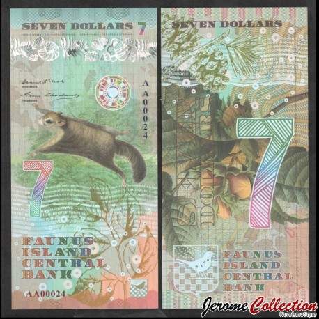 FAUNUS ISLAND - Billet de 7 DOLLARS - Écureuil volant - 2020 – 0007 – JeromeCollection