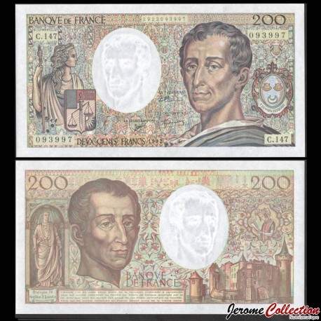 FRANCE - Billet de 200 Francs - Montesquieu - 1992 – P155e – JeromeCollection