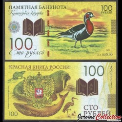 RUSSIE - Billet de 100 Roubles - Livre rouge de Russie - Oie à poitrine rousse - Polymer - 2020 – redbook_oie –