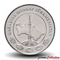TURKMENISTAN - PiECE de 1 Tenge - Carte du Turkmenistan - 2009