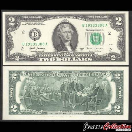 ETATS UNIS / USA - Billet de 2 Dollars - Thomas Jefferson - B(2) - New York - 2017A – P545bB – JeromeCollection