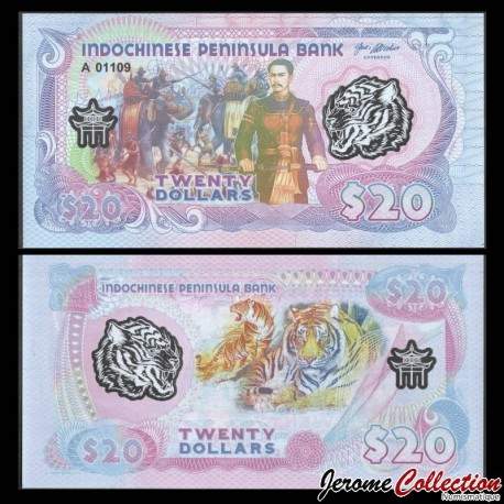 PENINSULE INDOCHINOISE - Billet de 20 Dollars - Elephants / Tigre - Polymer - 2020 – 0020 – JeromeCollection