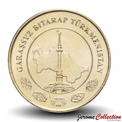 TURKMENISTAN - PiECE de 10 Tenge - Carte du Turkmenistan - 2009