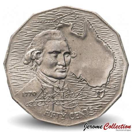 AUSTRALIE - PIECE de 50 Cents - Bicentenaire du voyage de James Cook - 1970 – Km69 – JeromeCollection