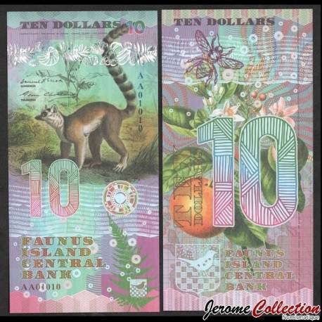 FAUNUS ISLAND - Billet de 10 DOLLARS - Lémurien - 2020 – 0010 – JeromeCollection