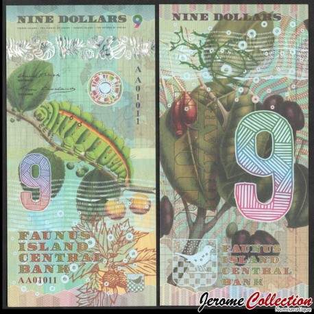 FAUNUS ISLAND - Billet de 9 DOLLARS - Chenille - 2020 – 0009 – JeromeCollection